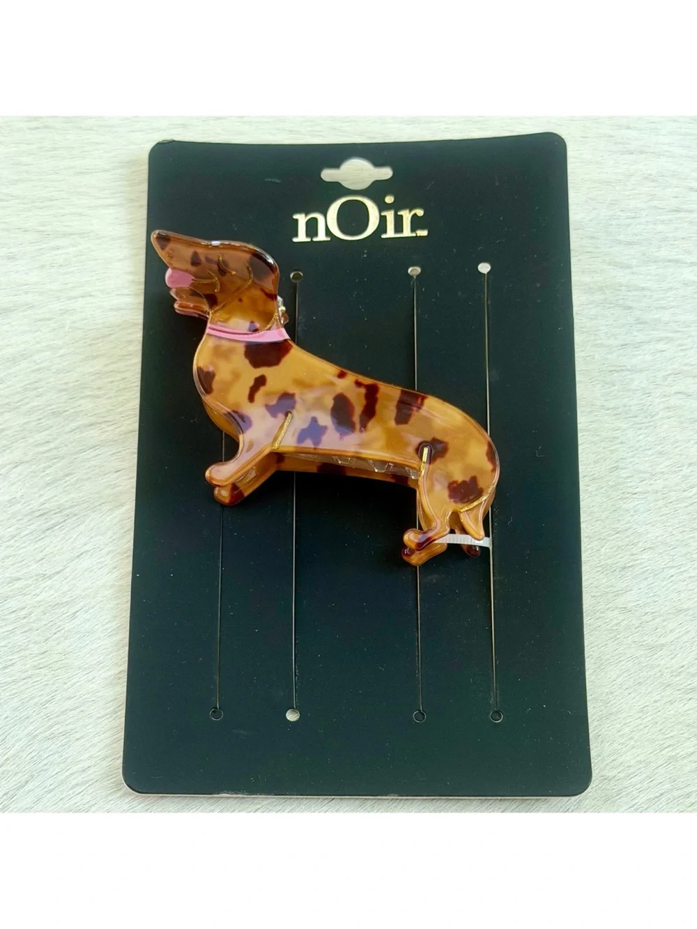 Noir Dachshund Acrylic Hair Claw Clip Brown Eclectic Y2K Cute Dog Lover Gift NWT